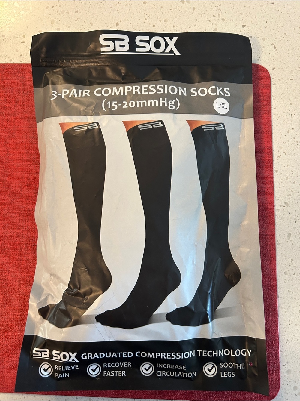 Black Compression Socks - 3-Pair (15-20 mmHg)